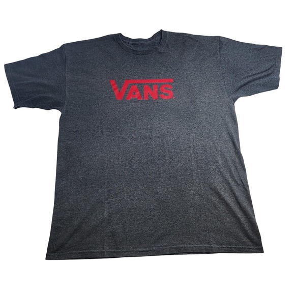 Vans Other - Vans Mens Graphic T-Shirt Charcoal Heather Gray Red Logo‎ Short Sleeve XL